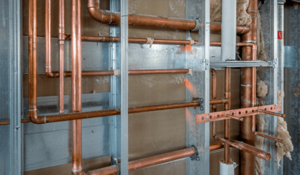 Acid water corroded copper plumbing