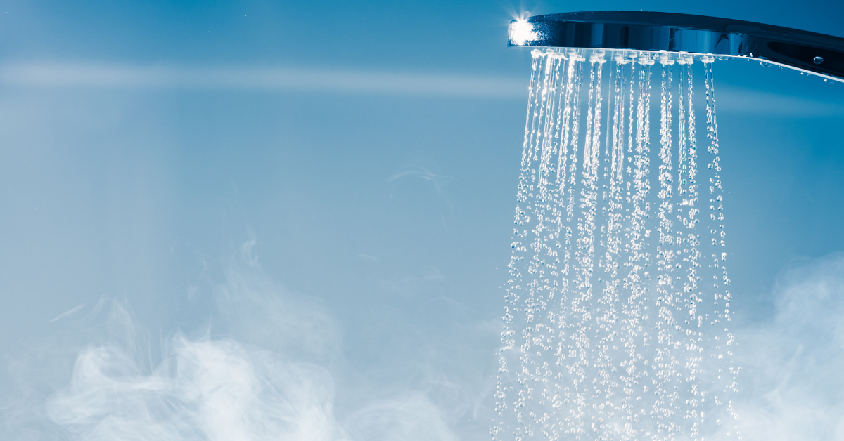 A close-up view of soft water coming from a shower head.